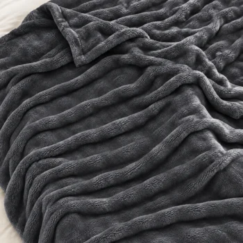 Patura Cocon Gri cenusiu, textura plusata si pliuri naturale - LINUM